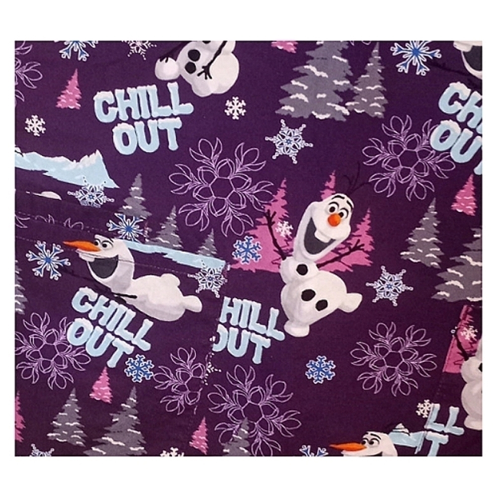 DISNEY Frozen Women's Scrub Top Olaf "Chill Out" Purple XS EUC - Picture 3 of 3